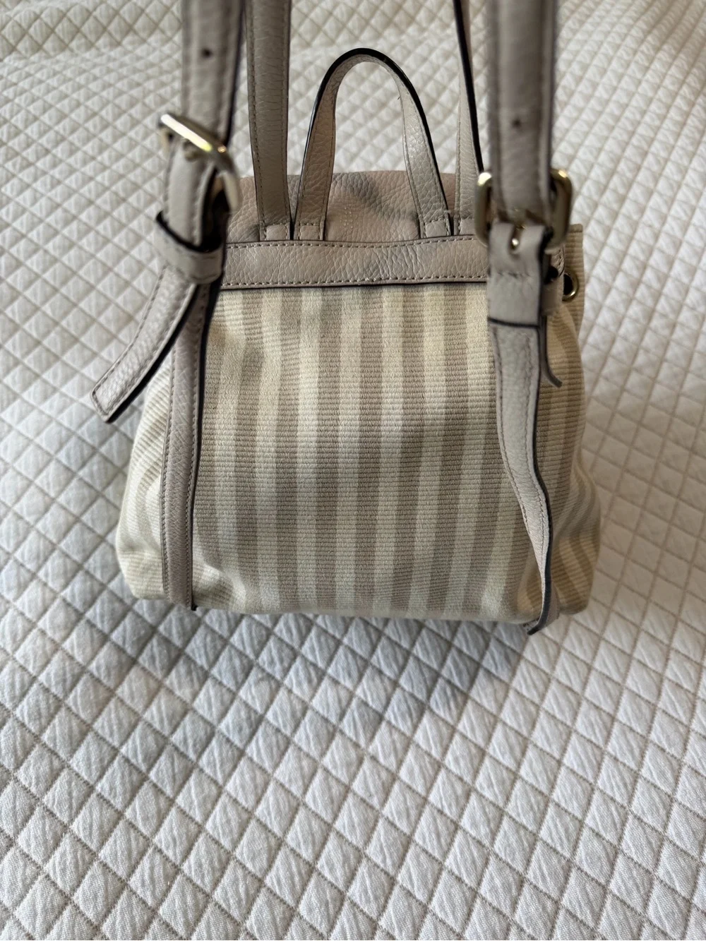 kate spade Cream and Beige Striped Mini Backpack